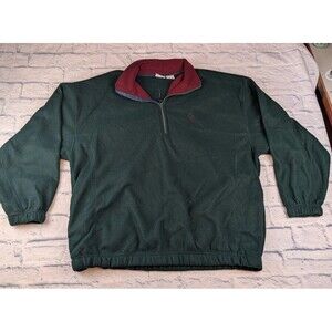 Bugle Boy Company Fleece Pullover Men's Size XXL 1/4 Zip Long Sleeve Green Vtg